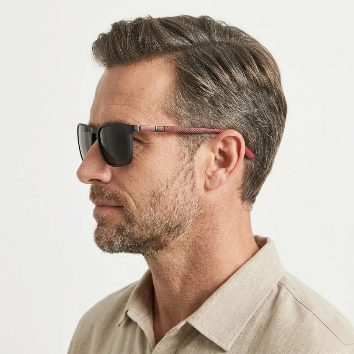 Lunettes de Soleil Polarisées Carrées avec Branches Antidérapantes et Charnières à Ressort