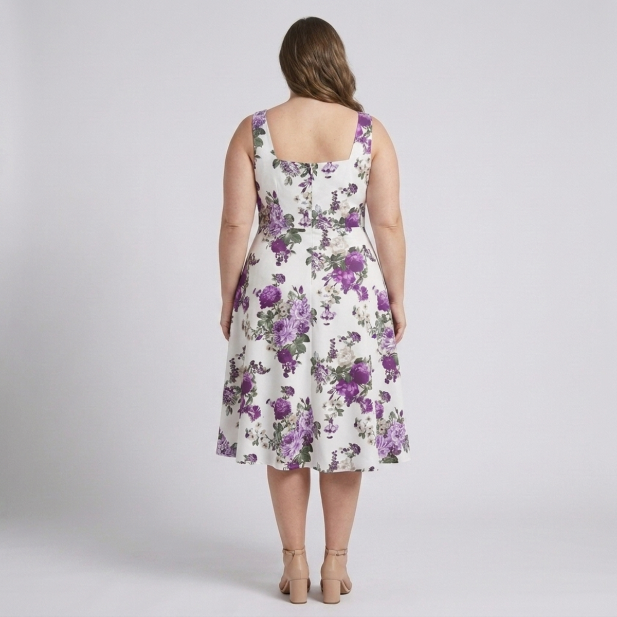 Robe évasée grande taille pour femme à encolure carrée