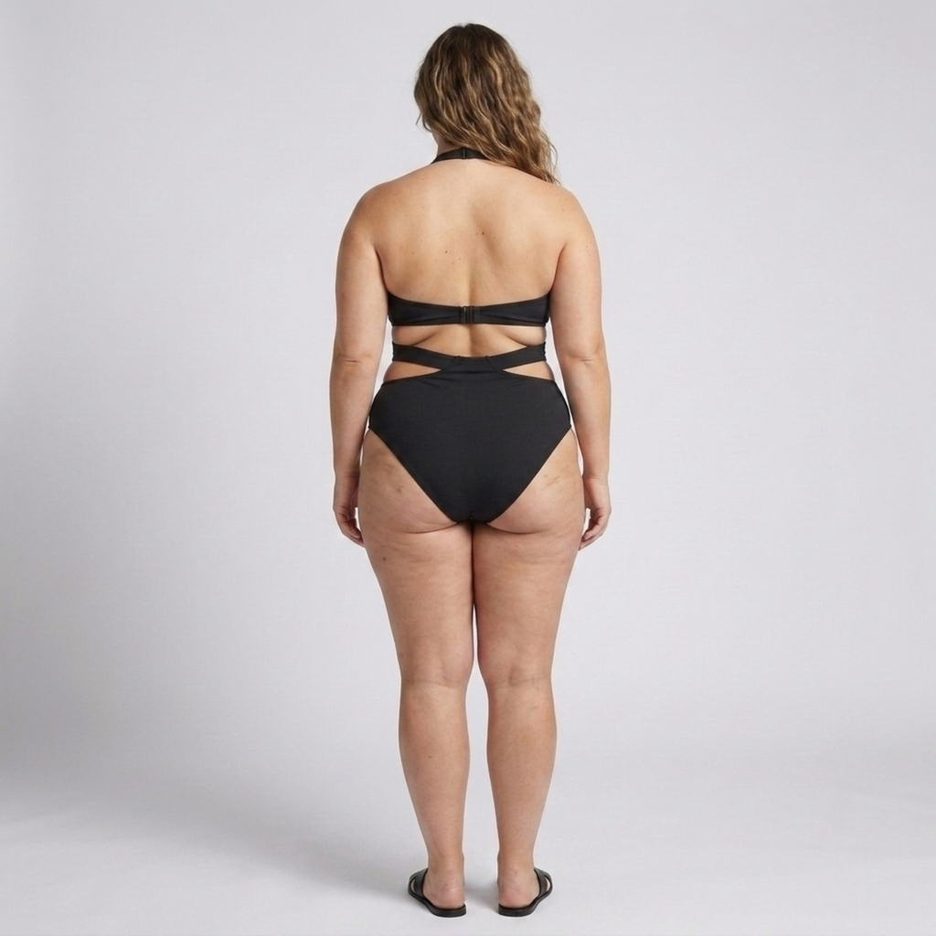Maillot de bain une pièce grande taille pour femme maillot de bain dos nu à découpes
