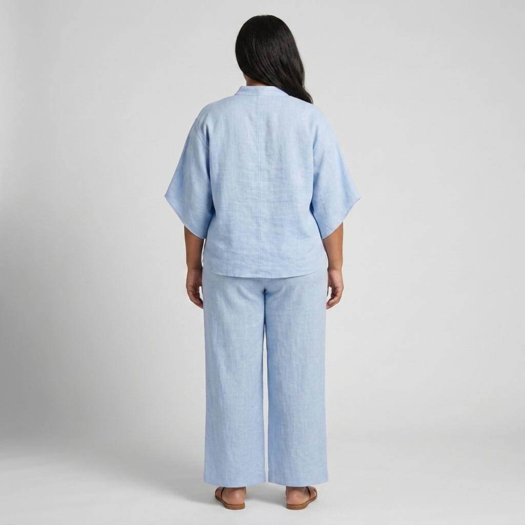 Ensemble lin grande taille deux pièces pour femme