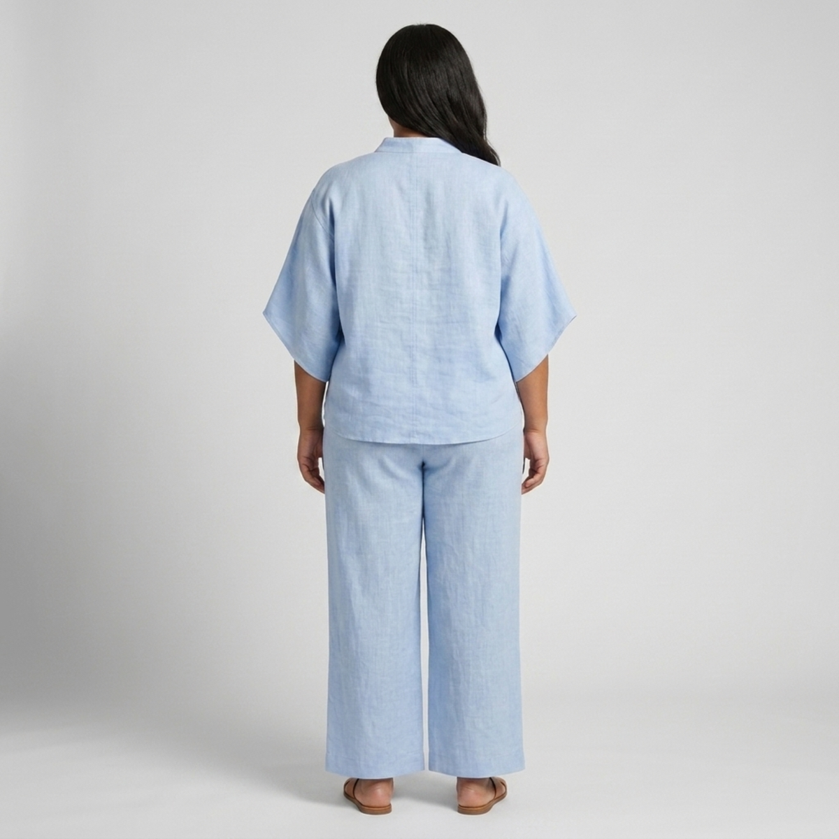 Ensemble lin grande taille deux pièces pour femme
