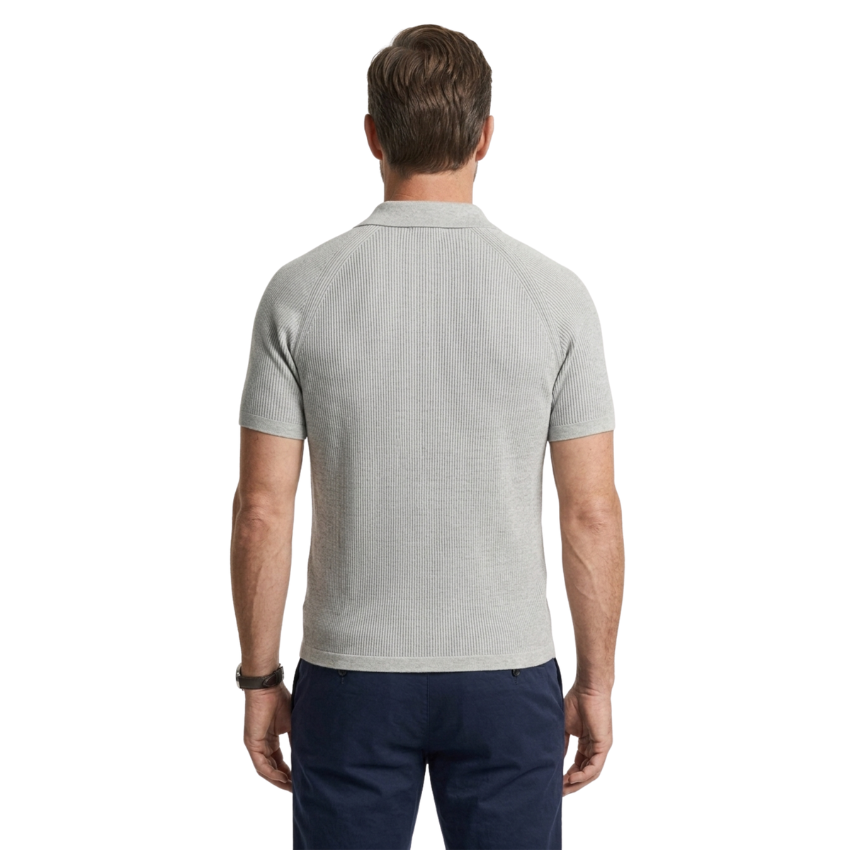 Polo pour homme — maille côtelée — tenue décontractée