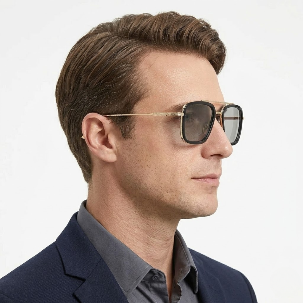 Lunettes aviateur carrées avec monture légère et verres de protection UV