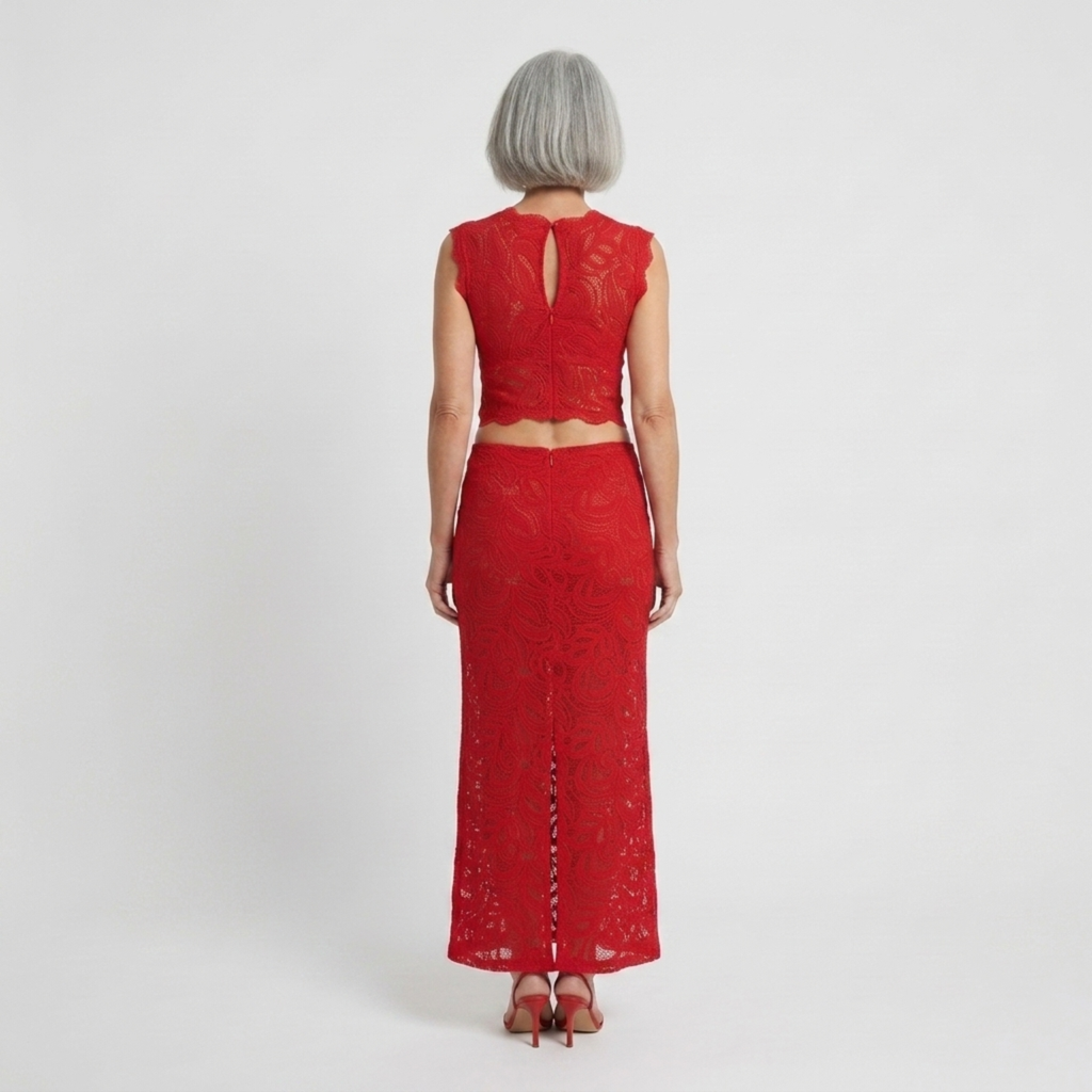 Ensemble crop top en dentelle et jupe sirène femme — soirée et fête