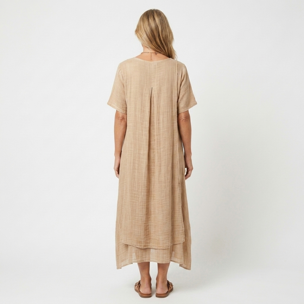 Robe kimono en lin pour femme avec col en v — plage