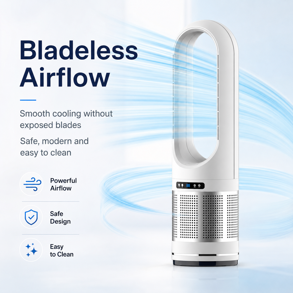 Ventilateur Colonne Sans Pales avec Télécommande et Oscillation