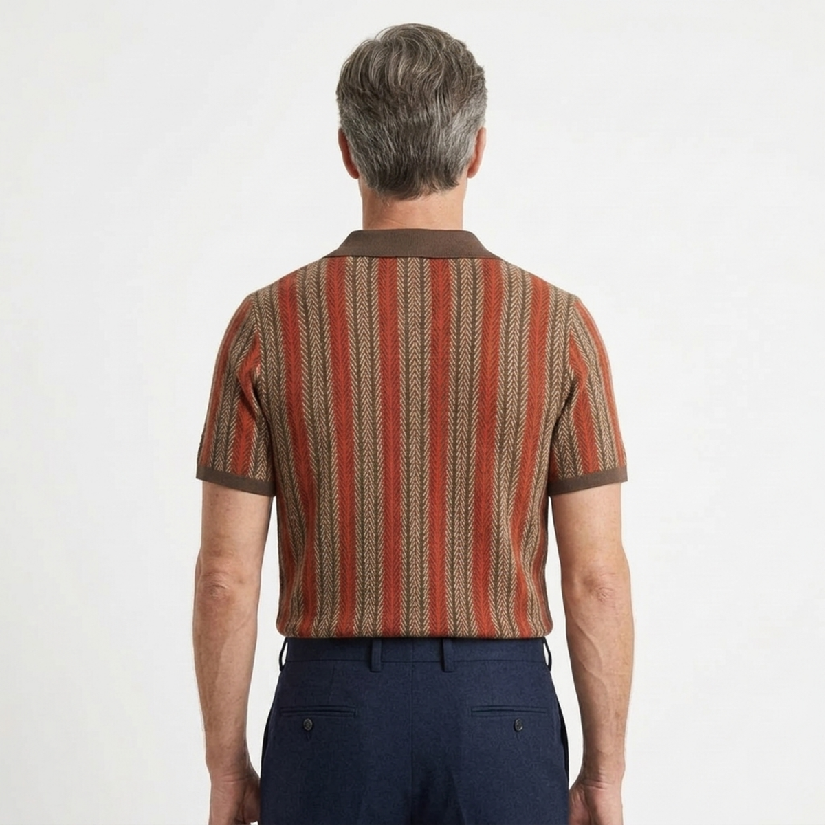 Polo en maille homme — rayures verticales — style décontracté resort