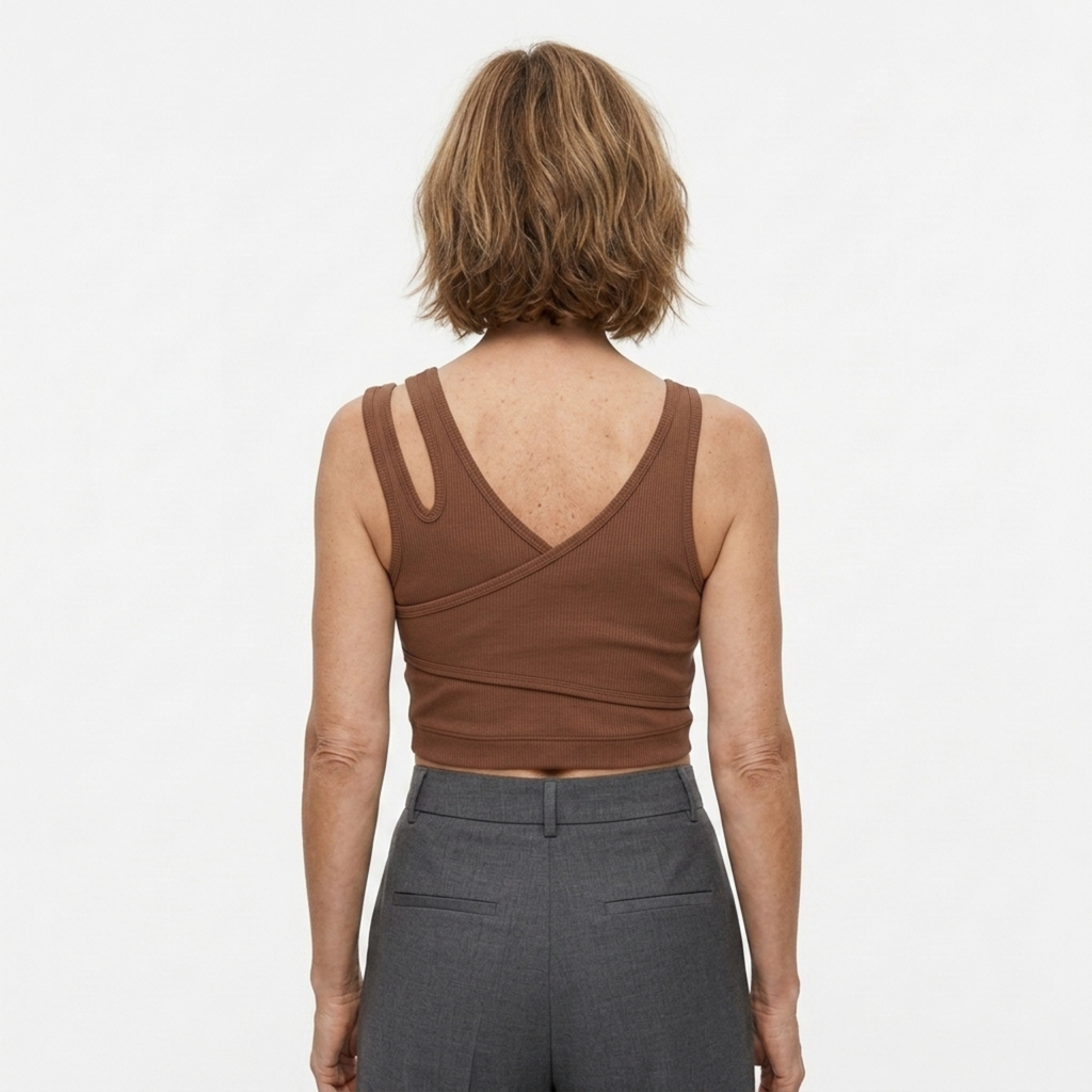 Haut court crop top débardeur — col v — style bohème