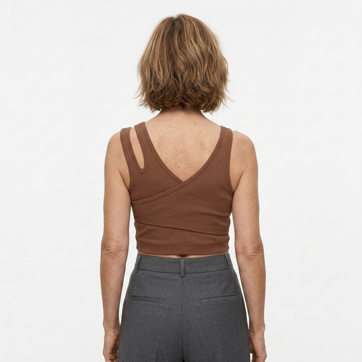 Haut court crop top débardeur — col v — style bohème