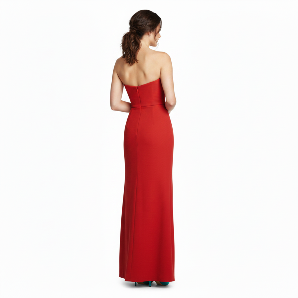 Robe de Cérémonie pour Femme en Mousseline à Coupe Fourreau et Fente Latérale