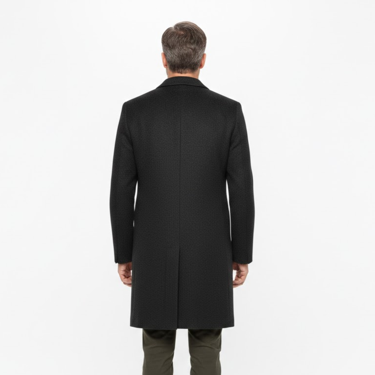 Manteau long homme col rabattu bouton unique coupe moderne ajustée