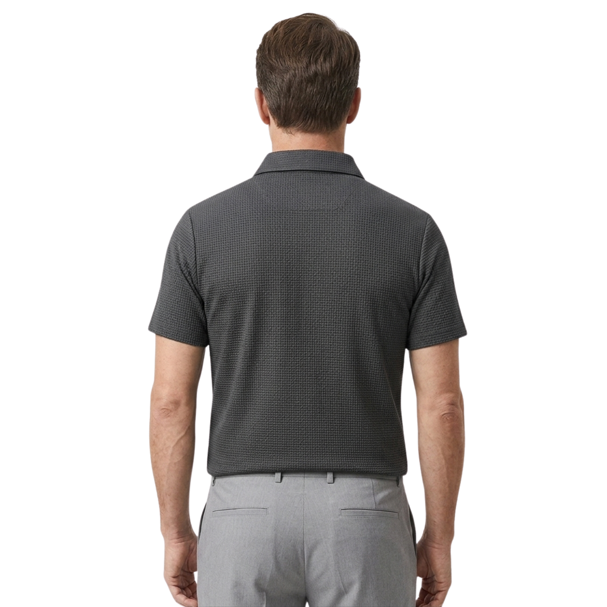 Polo homme à texture gaufrée et manches courtes — bureau &amp; détente