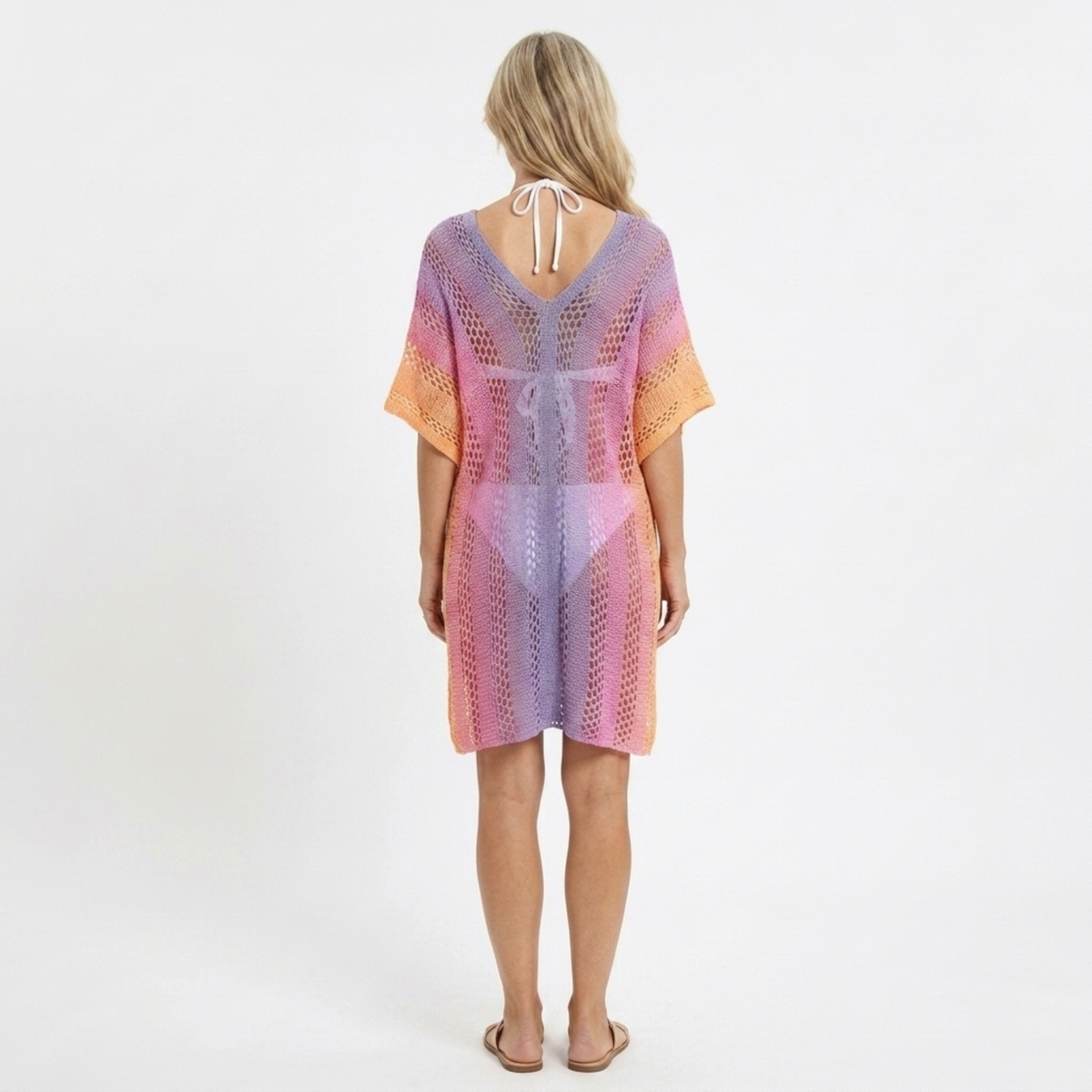 Robe kimono de plage pour femme — coupe ample au crochet — vacances d'été