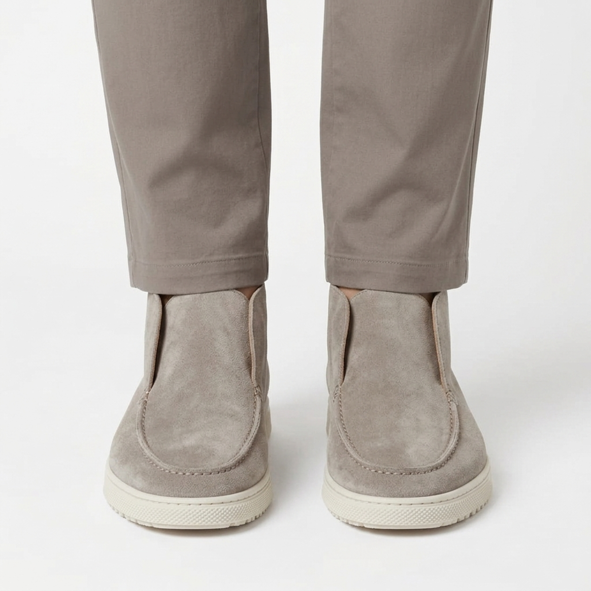 Mocassins montants pour homme — bottines à enfiler en daim — style bureau chic décontracté