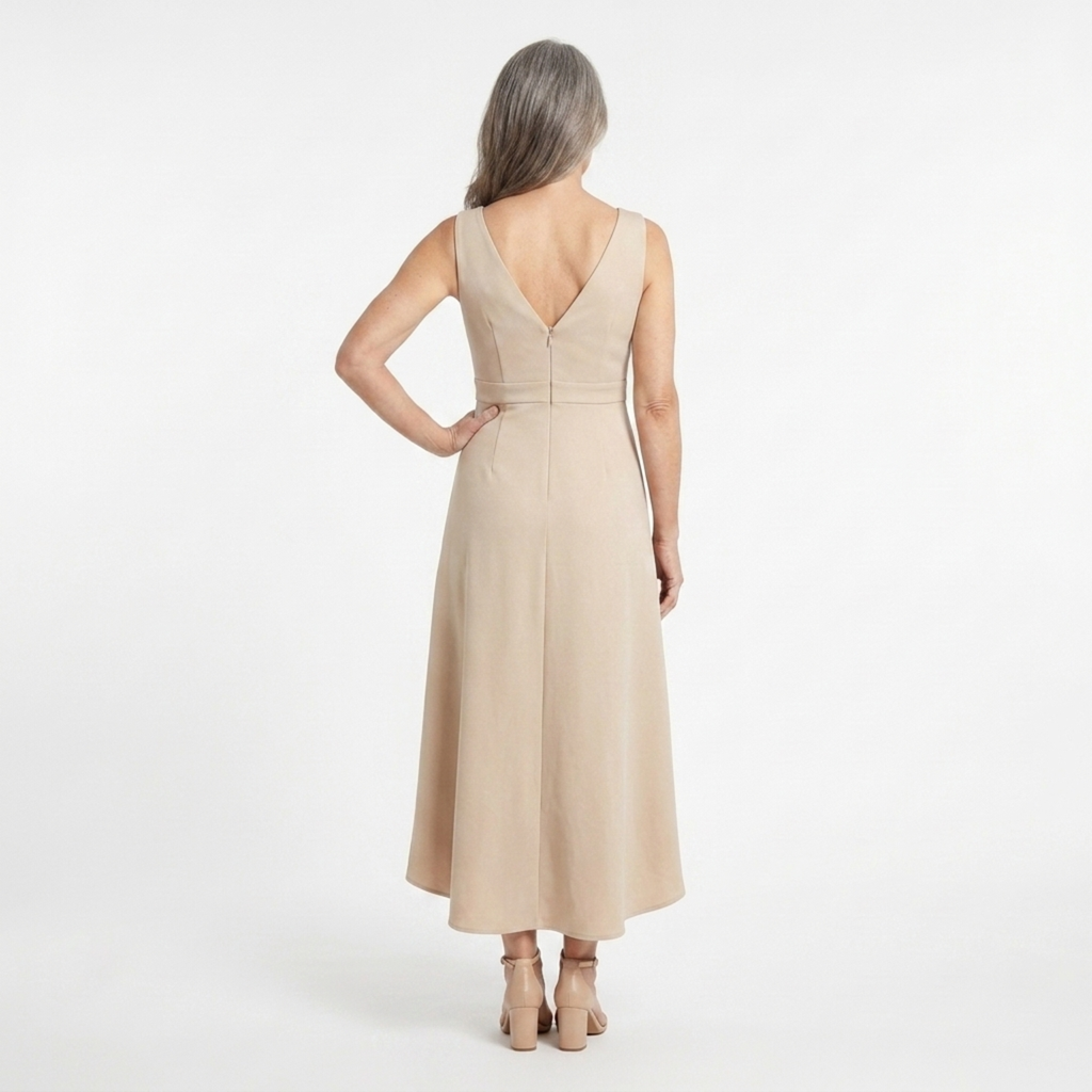 Robe de cocktail mi-longue — décolleté en V et style croisé | occasion spéciale