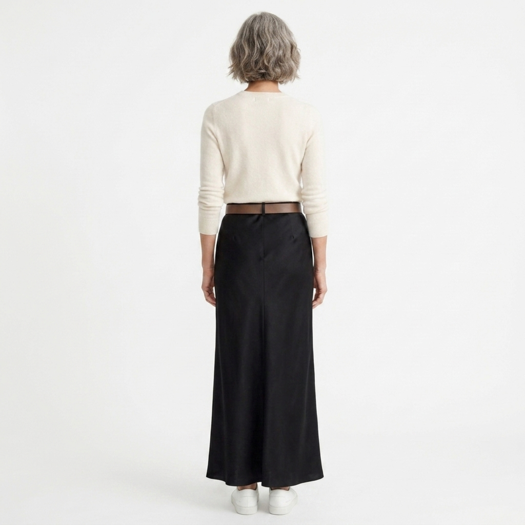 Jupe maxi longue satinée — taille haute coupe sirène — tenue de soirée