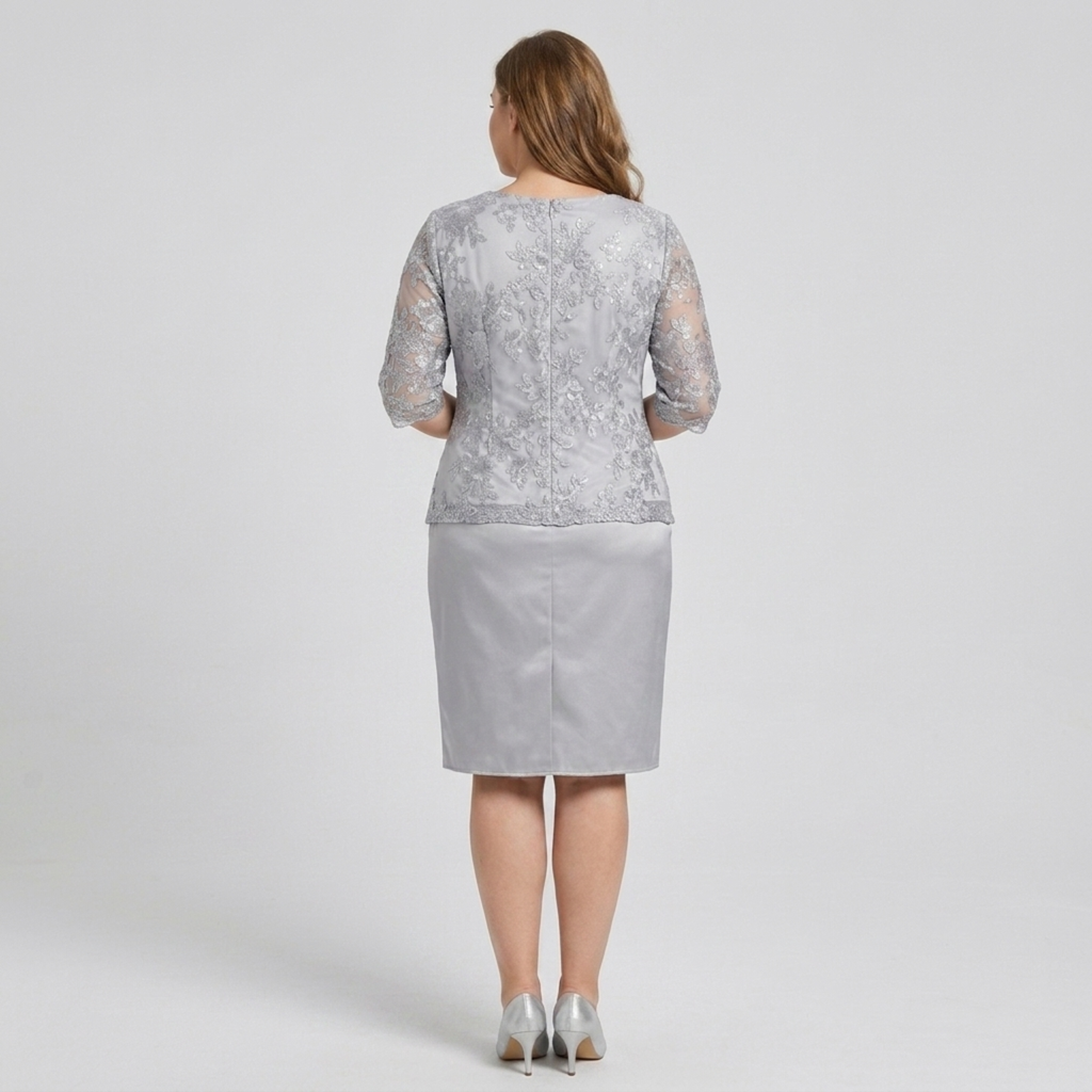 Robe midi grande taille pour femme avec broderie en dentelle