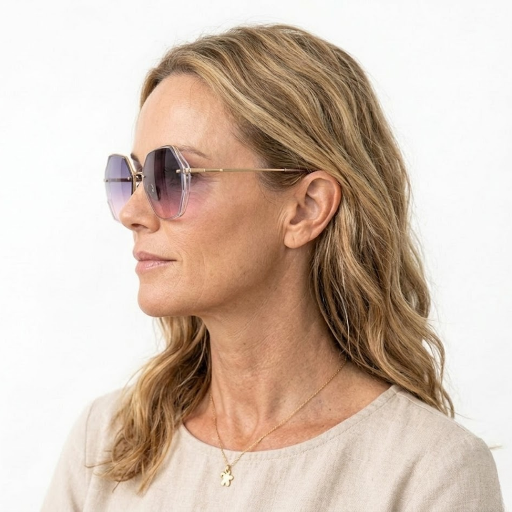 Lunettes de soleil oversize sans monture avec verres dégradés géométriques