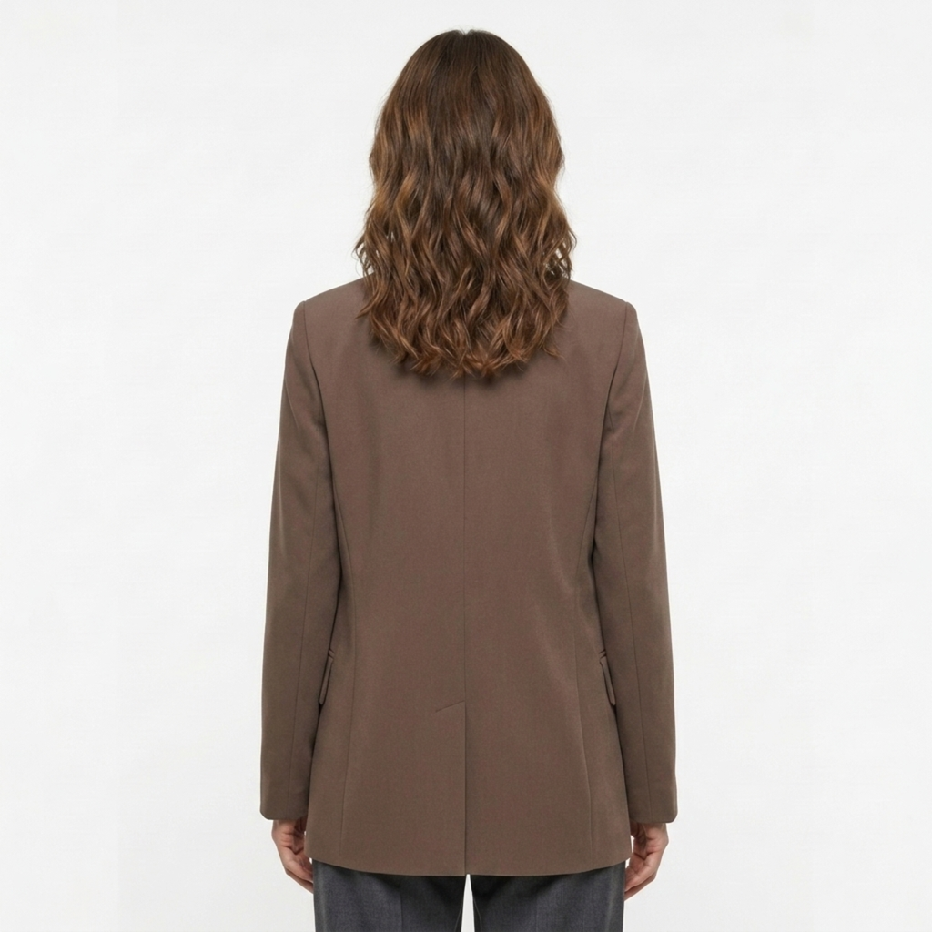 Blazer en Polyester Femme – Croisé et Poches Coupe Ample Intemporelle