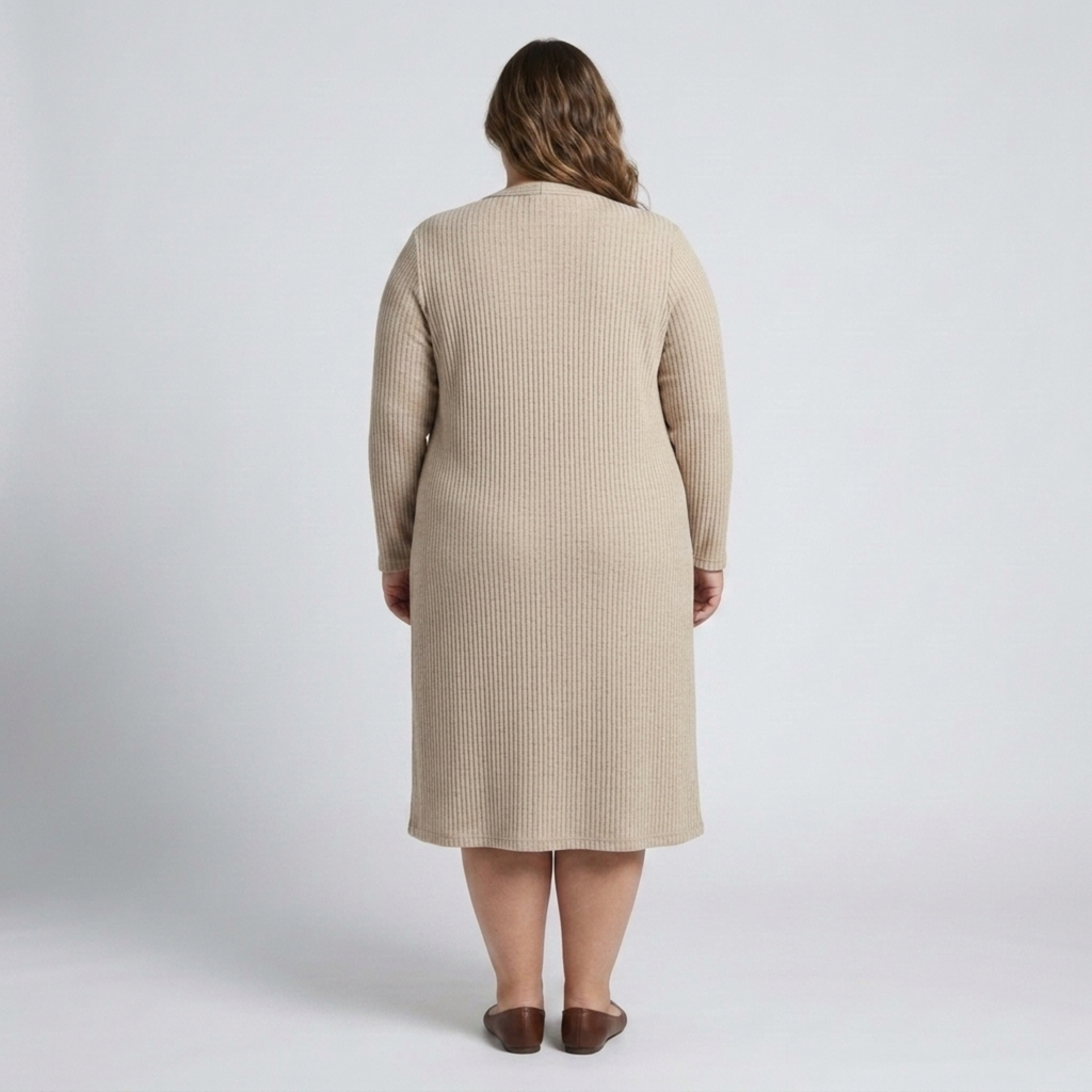 Ensemble grande taille robe sans manches et gilet long assorti en maille texturée