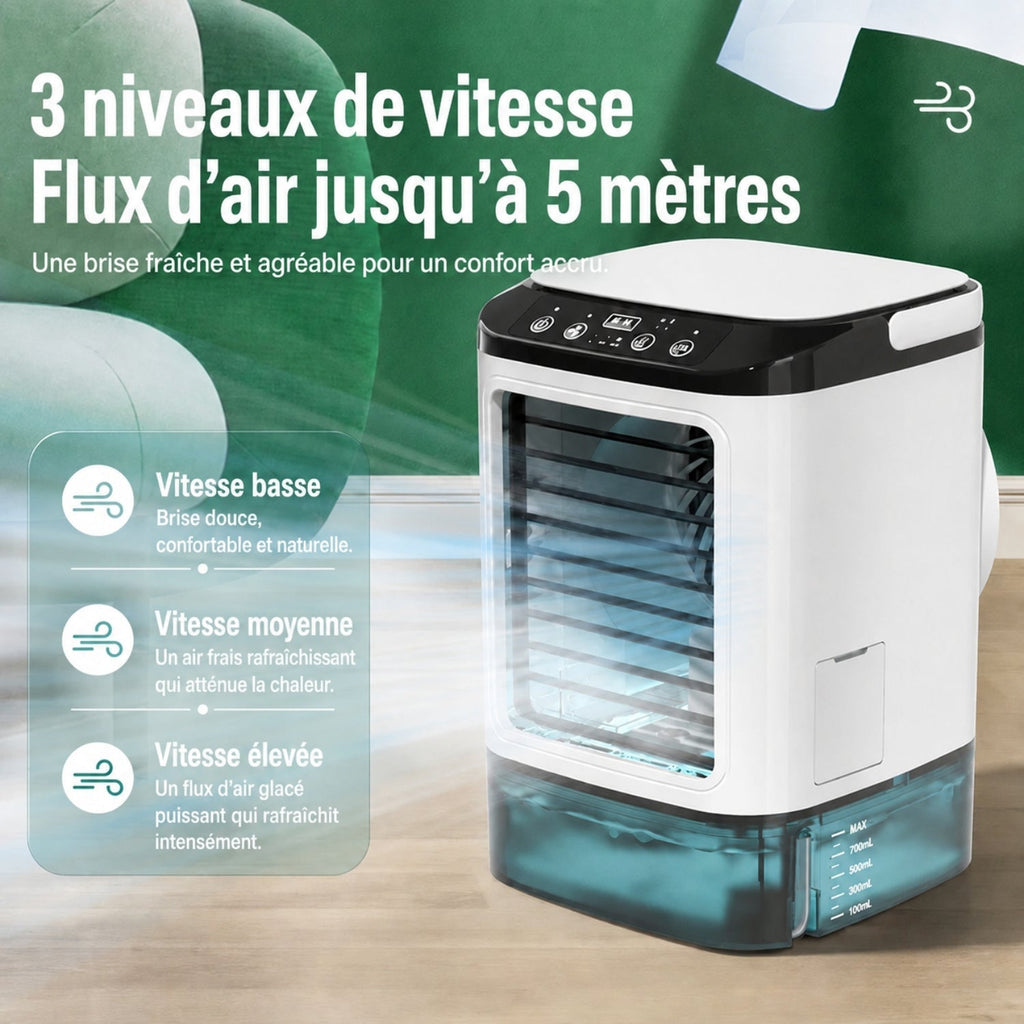 Compact USB Cooling Fan with Humidification and 3 Speeds