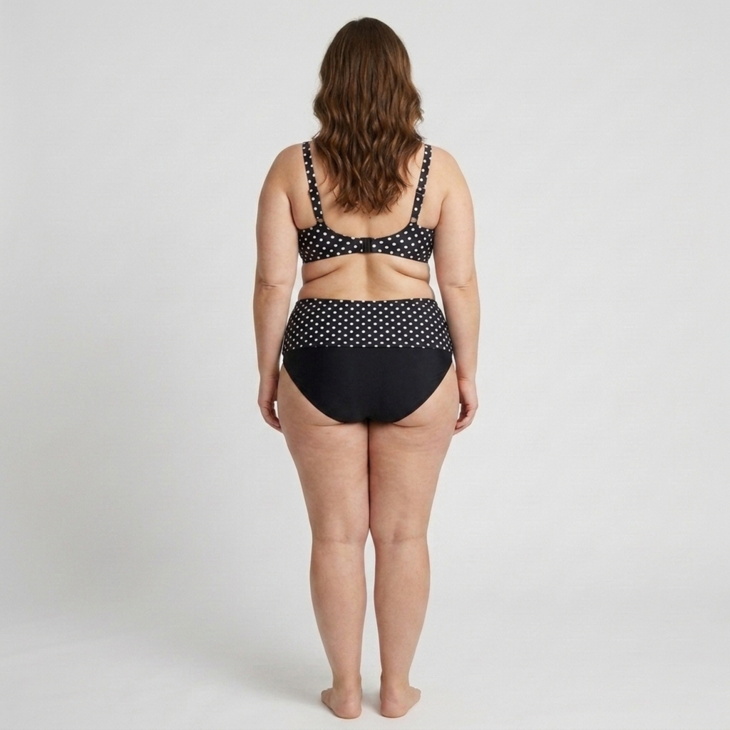 Maillot de bain deux pièces grande taille pour femme bikini taille haute à pois