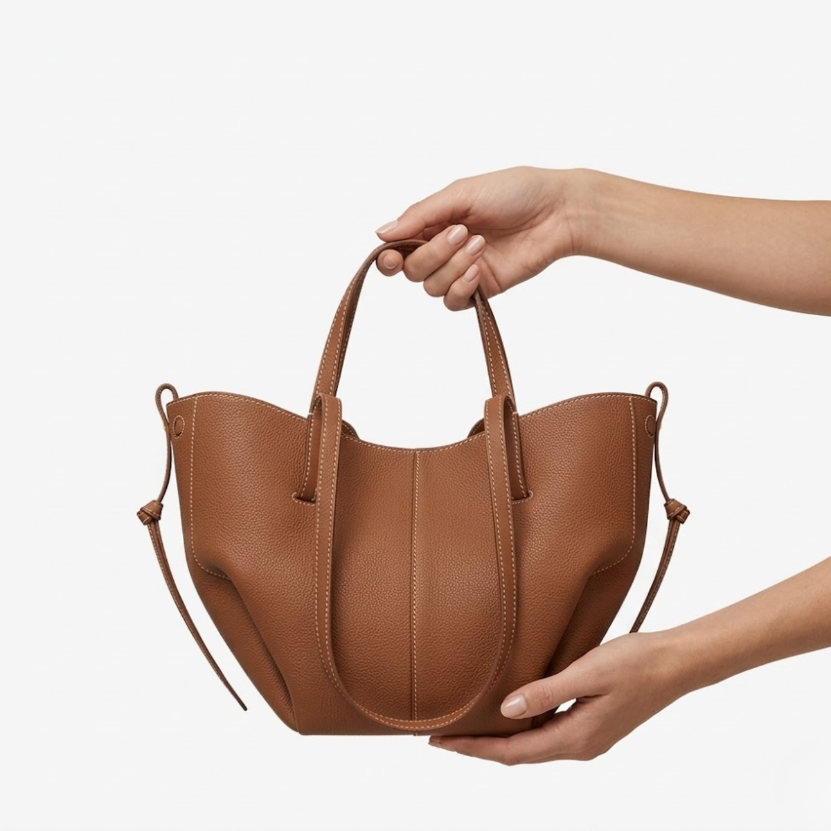 Sac à Main en Cuir de Grande Capacité avec Ailes Plissées pour Femme