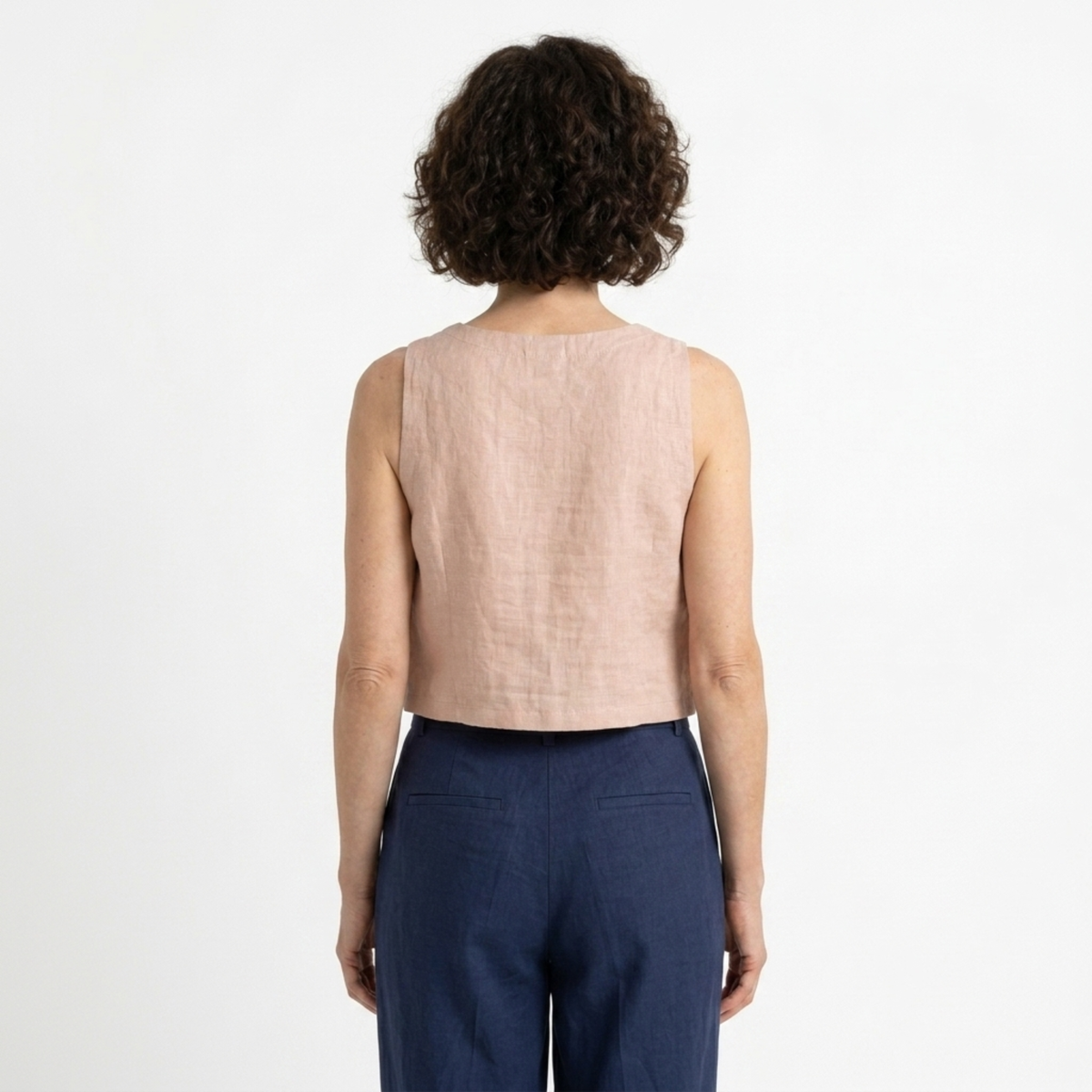 Débardeur crop top réversible — 100 % pur lin — style minimaliste — été