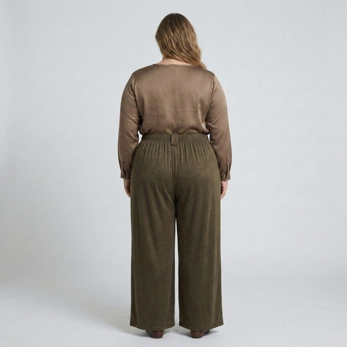 Pantalon large grande taille pour femme à taille élastique drapé fluide