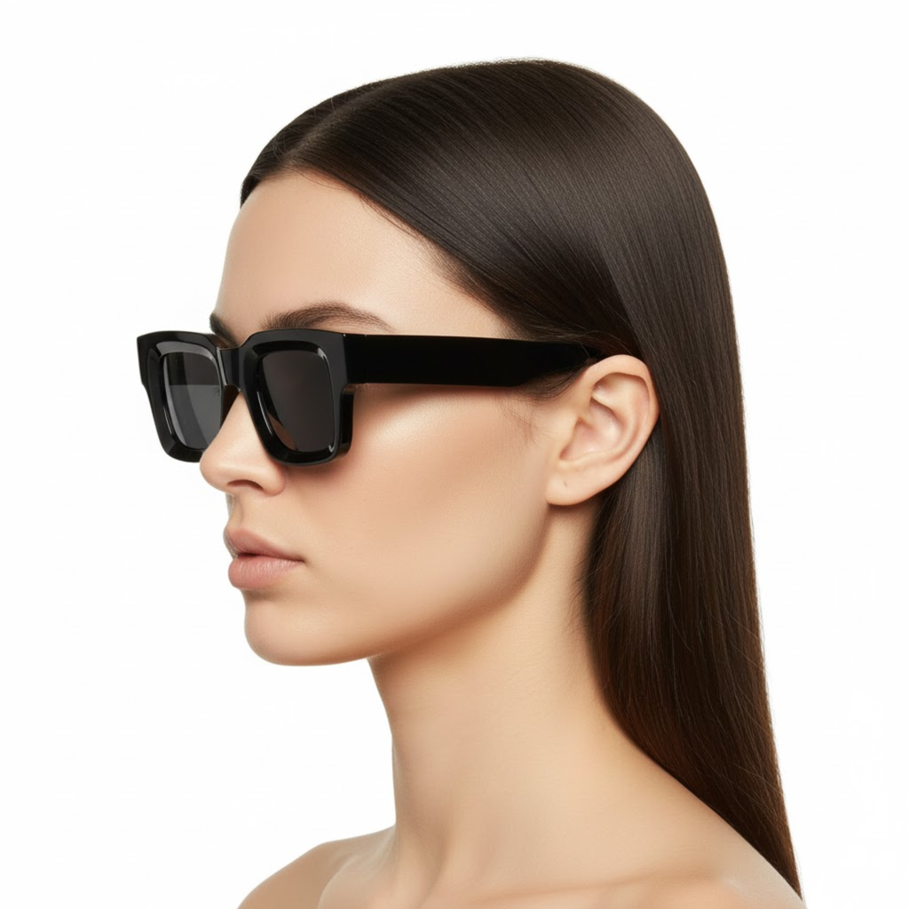 Lunettes de soleil carrées monture épaisse protection UV400 verres TAC unisexe