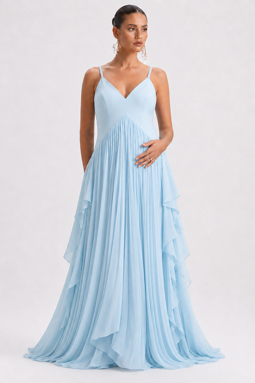 Robe grossesse longue plissée bretelles