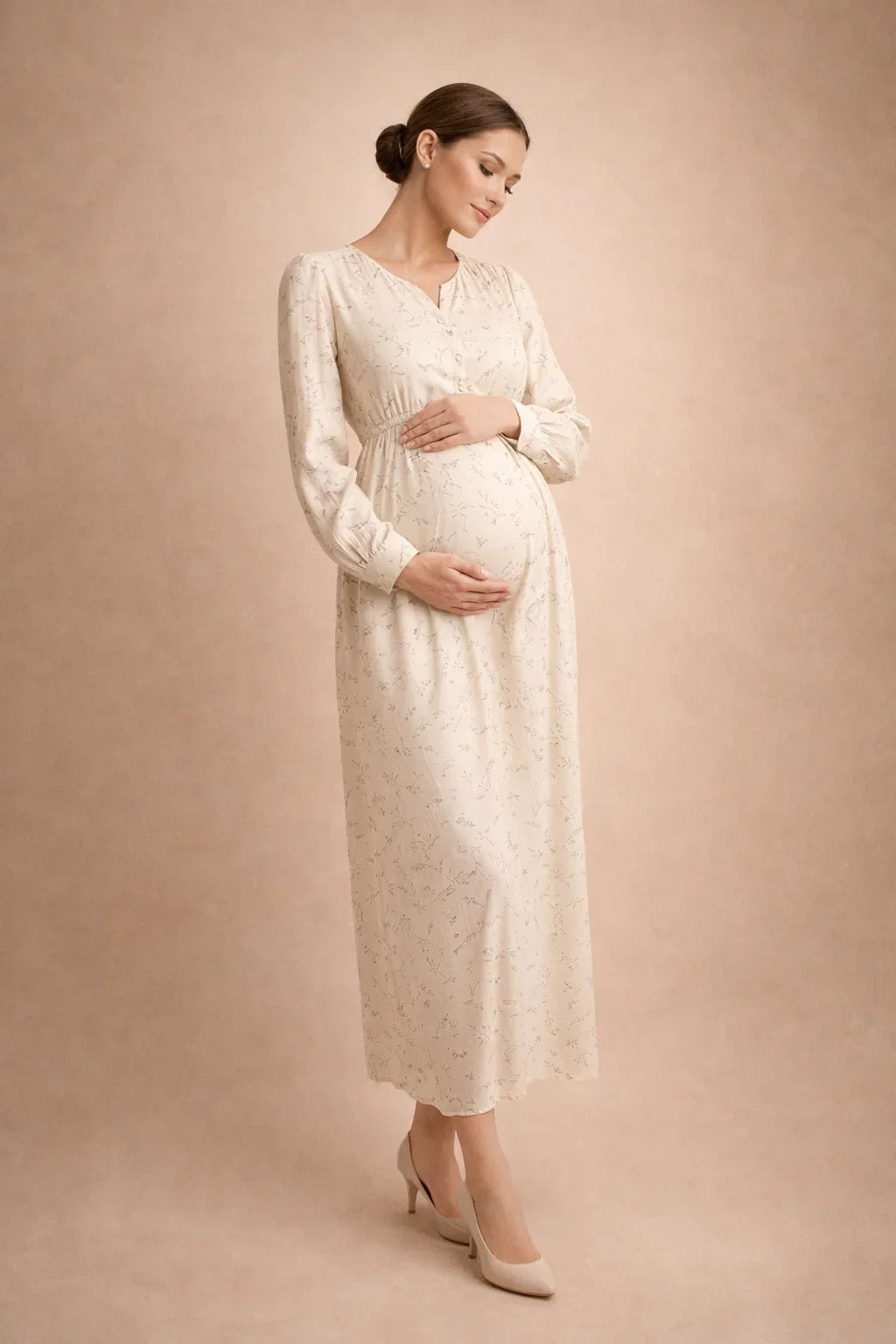 Robe grossesse longue fleurie taille empire