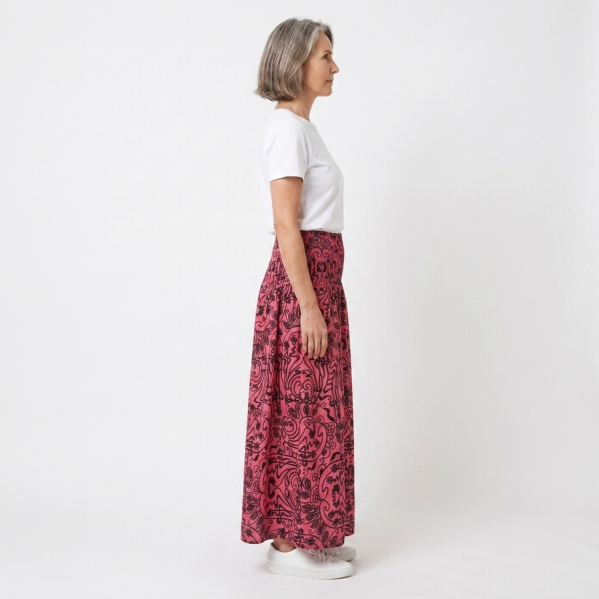Jupe maxi longue bohème — taille haute élastique — vacances d'été