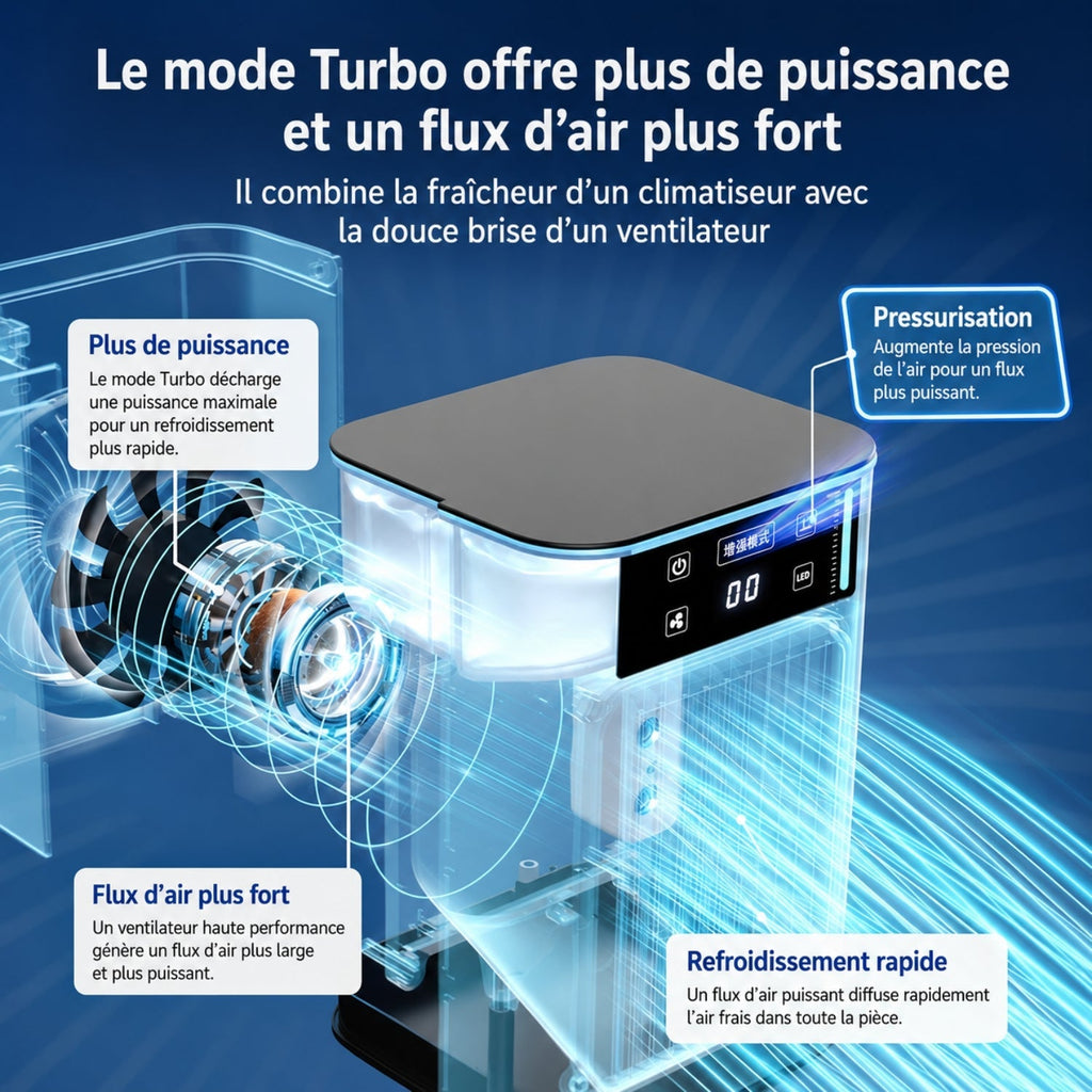 Rafraîchisseur d’Air USB Compact avec Brumisation et 3 Vitesses