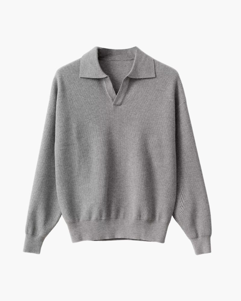Pull Homme – Col Polo et Tricot Texturé Coupe Régulière Raffinée