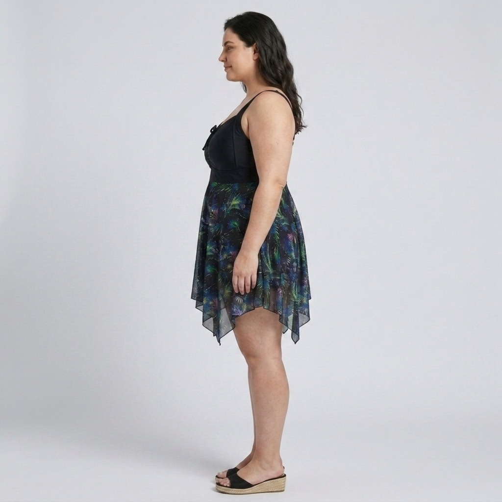 Robe maillot de bain grande taille pour femme avec jupe intégrée imprimée