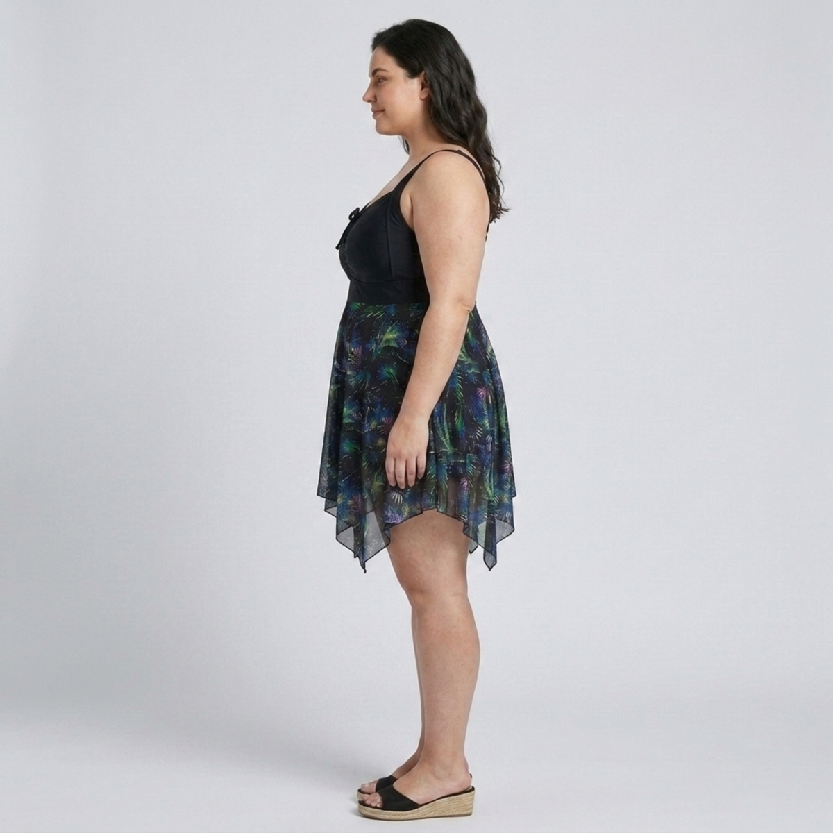 Robe maillot de bain grande taille pour femme avec jupe intégrée imprimée