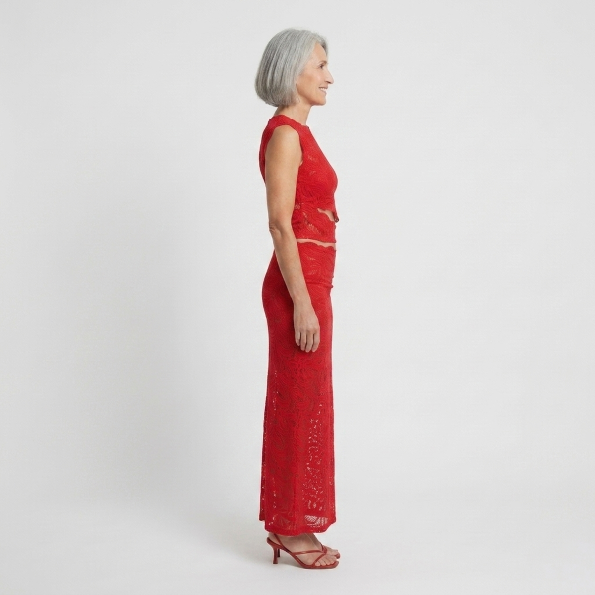 Ensemble crop top en dentelle et jupe sirène femme — soirée et fête