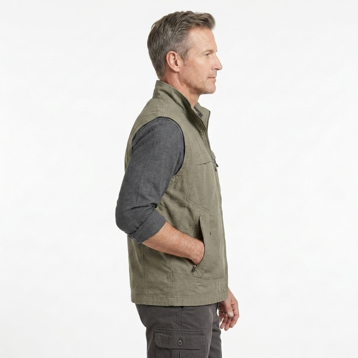 Gilet sans manches homme — poches zippées — extérieur et mi-saison