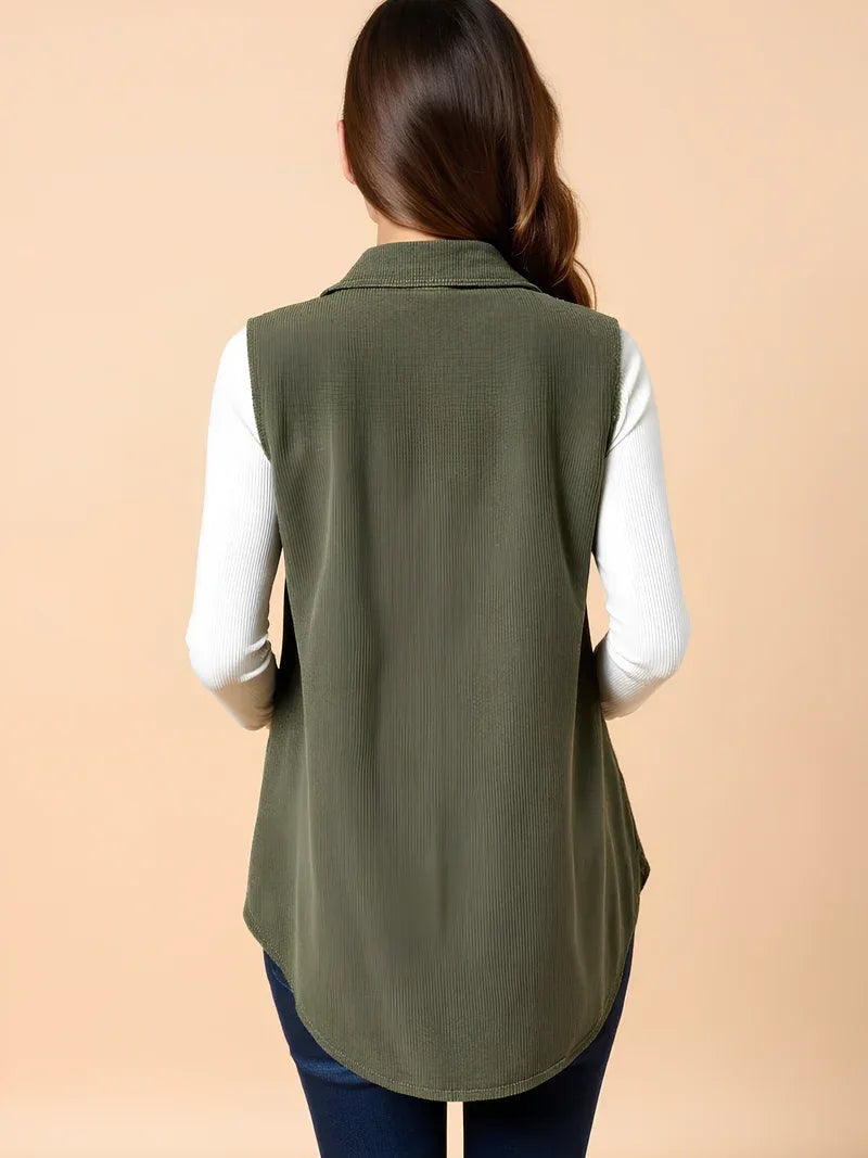 Gilet de maternité en velours côtelé boutonné