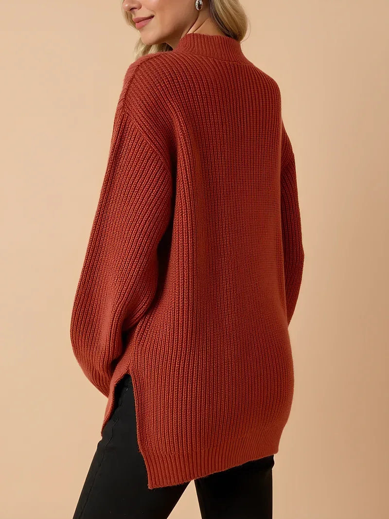 Pull de grossesse zippé à col montant