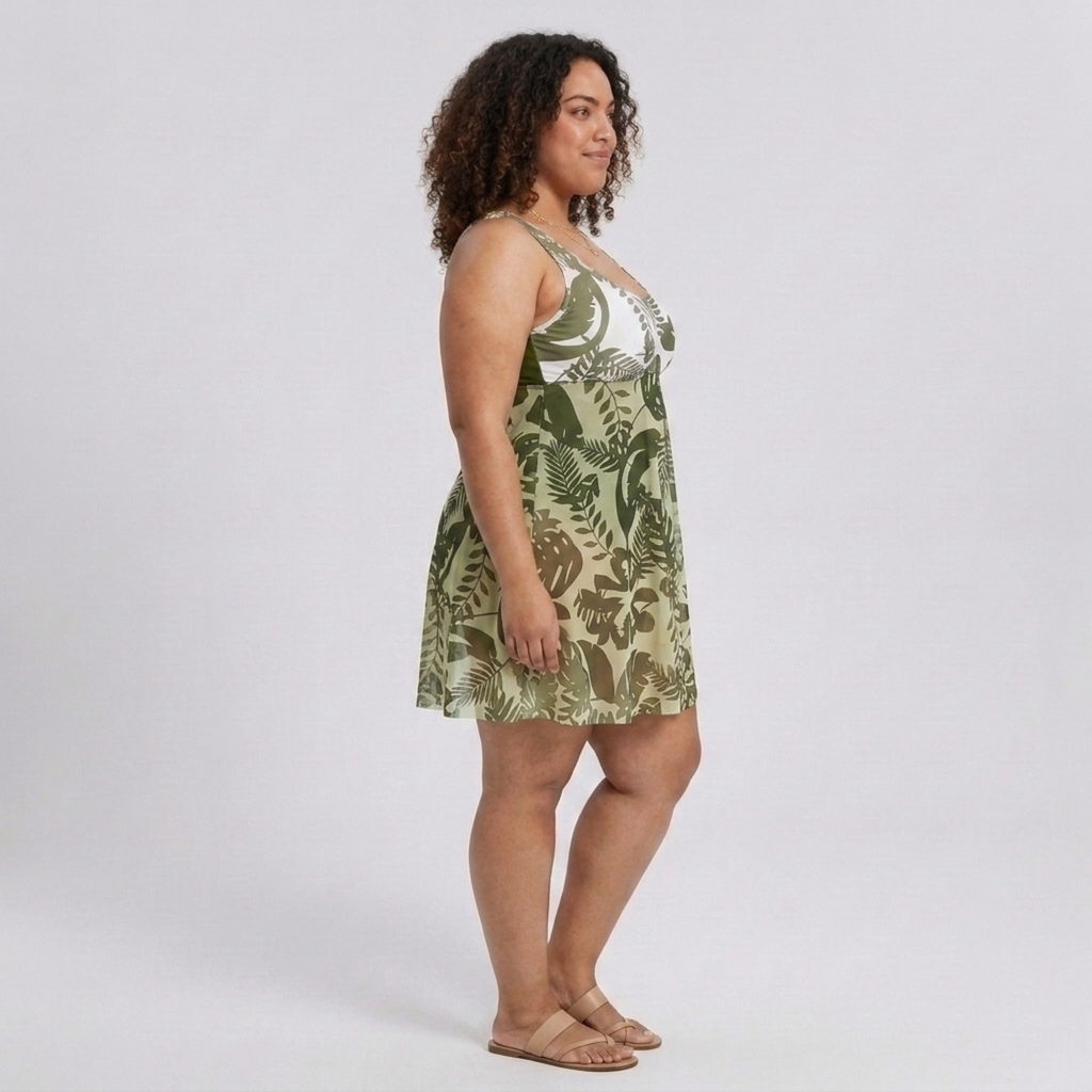 Maillot de bain une pièce grande taille pour femme avec paréo intégré imprimé fleuri