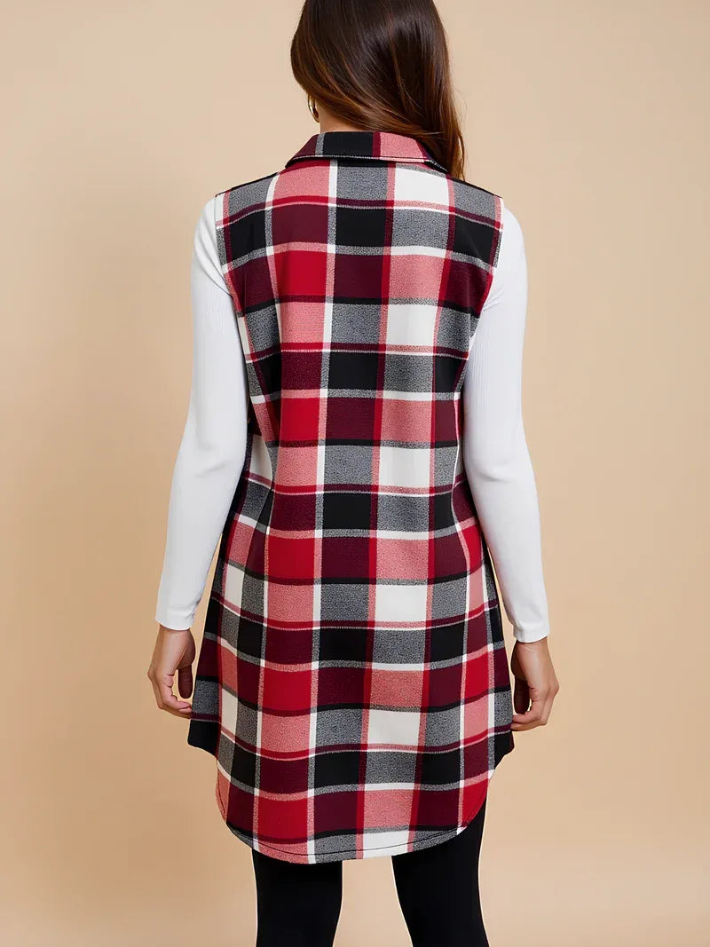 Gilet de maternité sans manches à carreaux