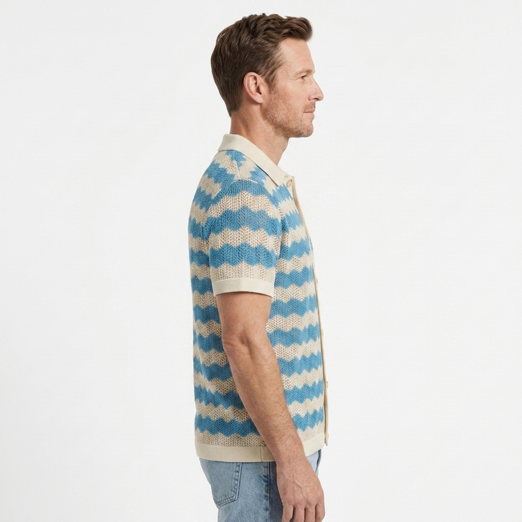 Polo homme en maille jacquard boutonné — vacances