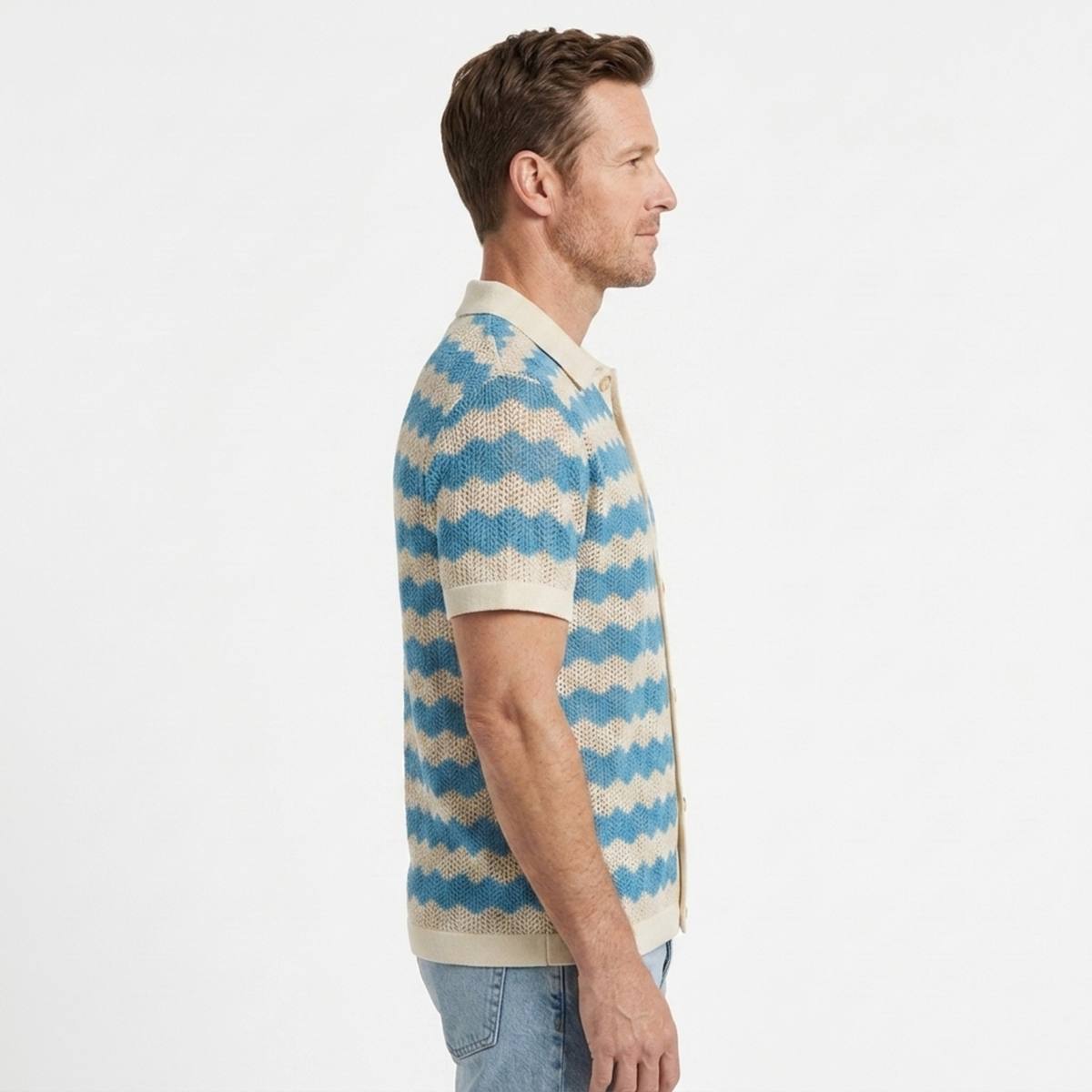 Polo homme en maille jacquard boutonné — vacances
