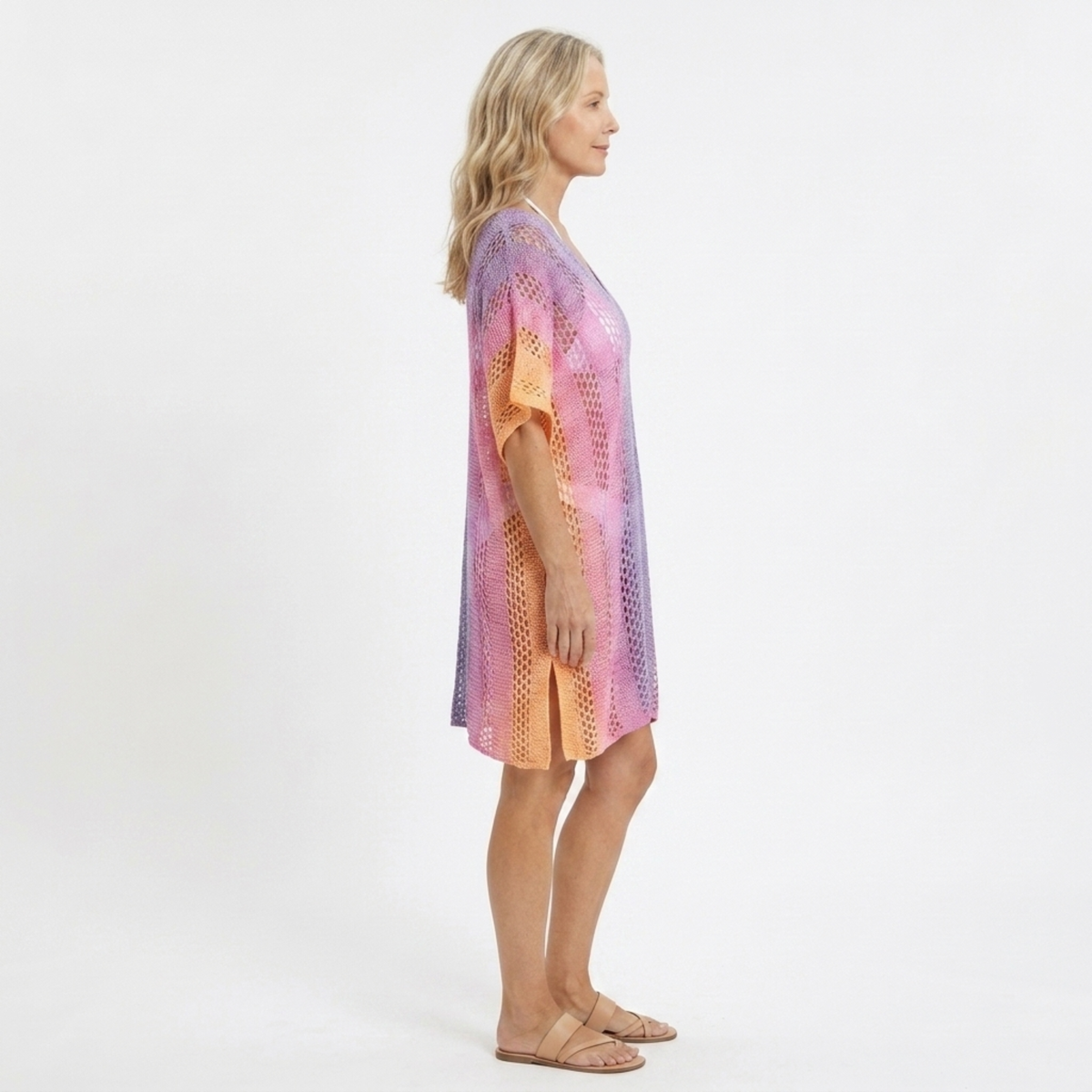 Robe kimono de plage pour femme — coupe ample au crochet — vacances d'été