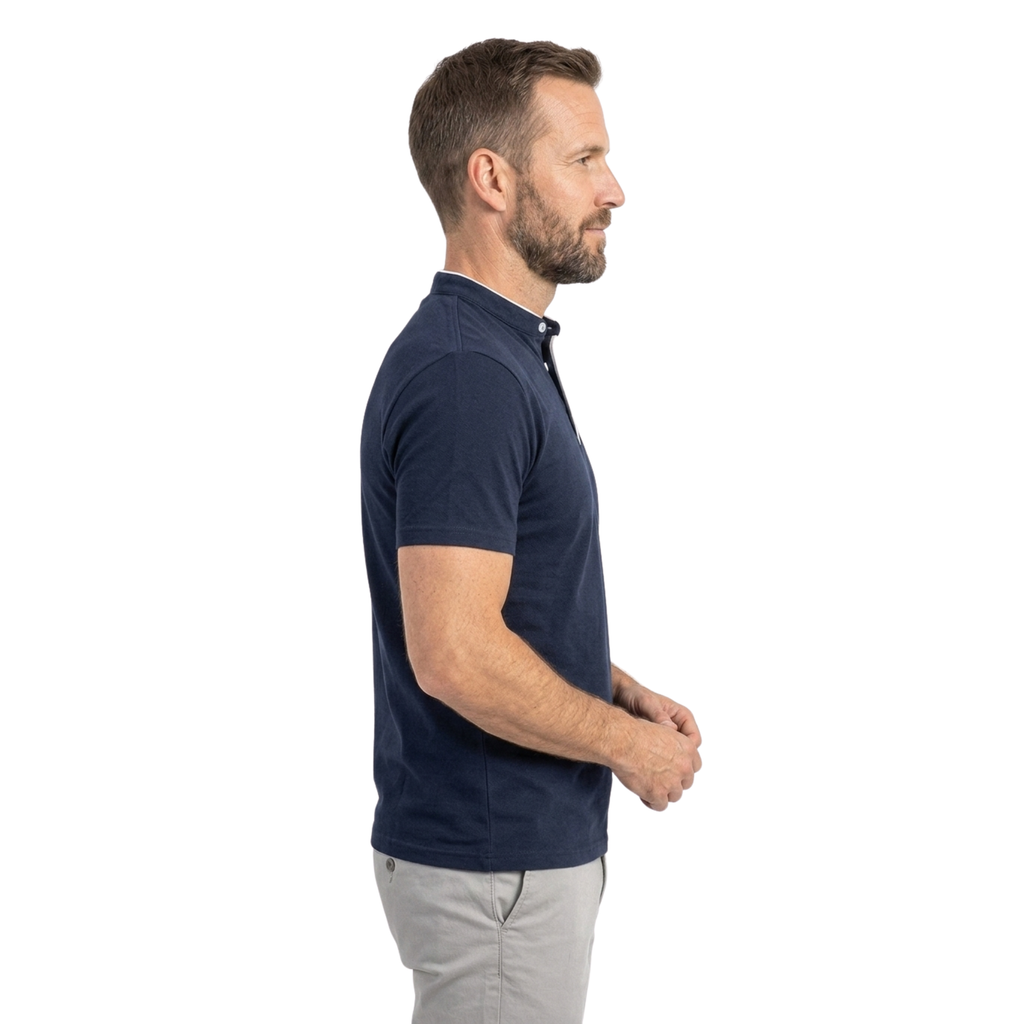 Polo pour homme — col montant et manches courtes — style professionnel