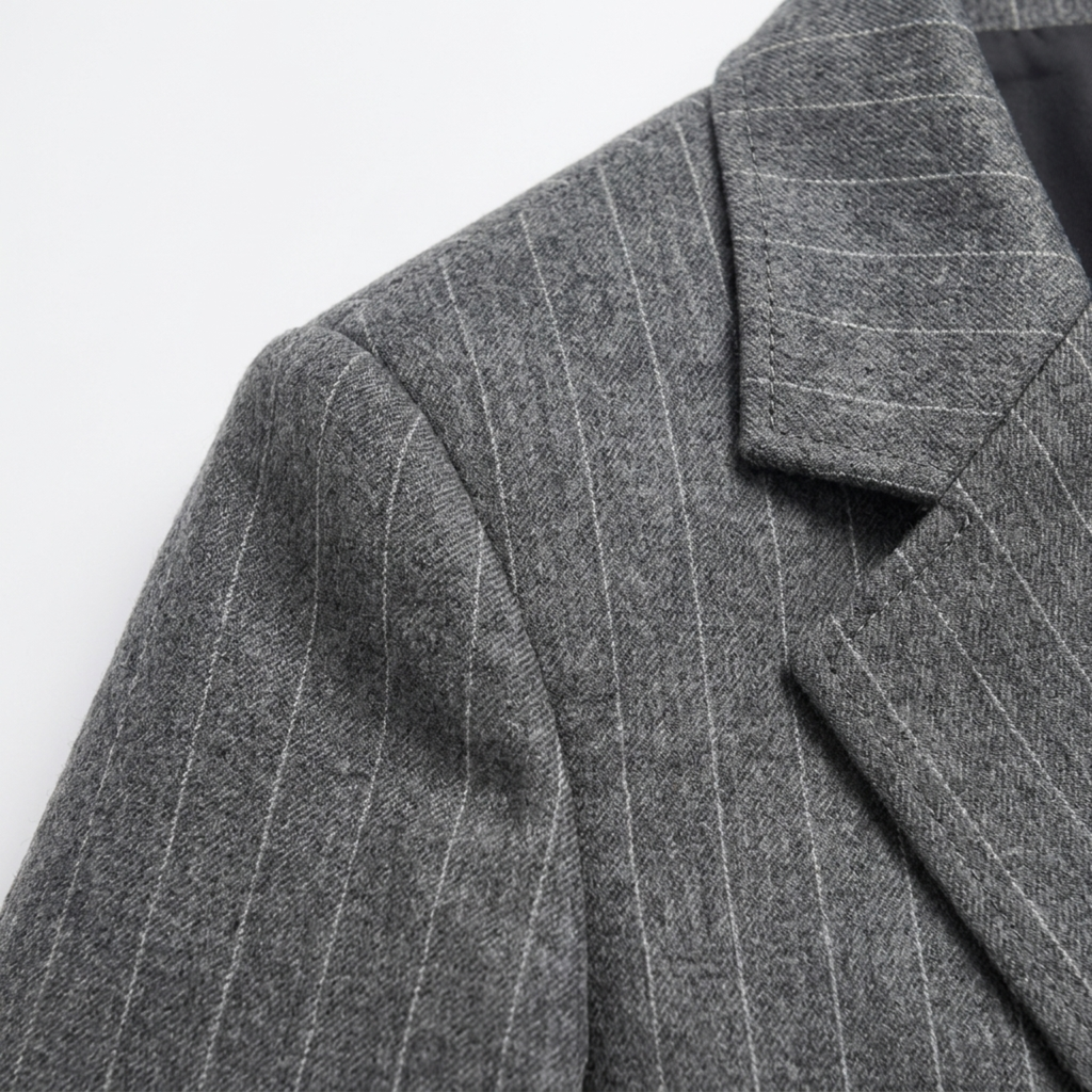 Blazer en Polyester Femme – Rayures Fines et Coupe Ample Décontractée