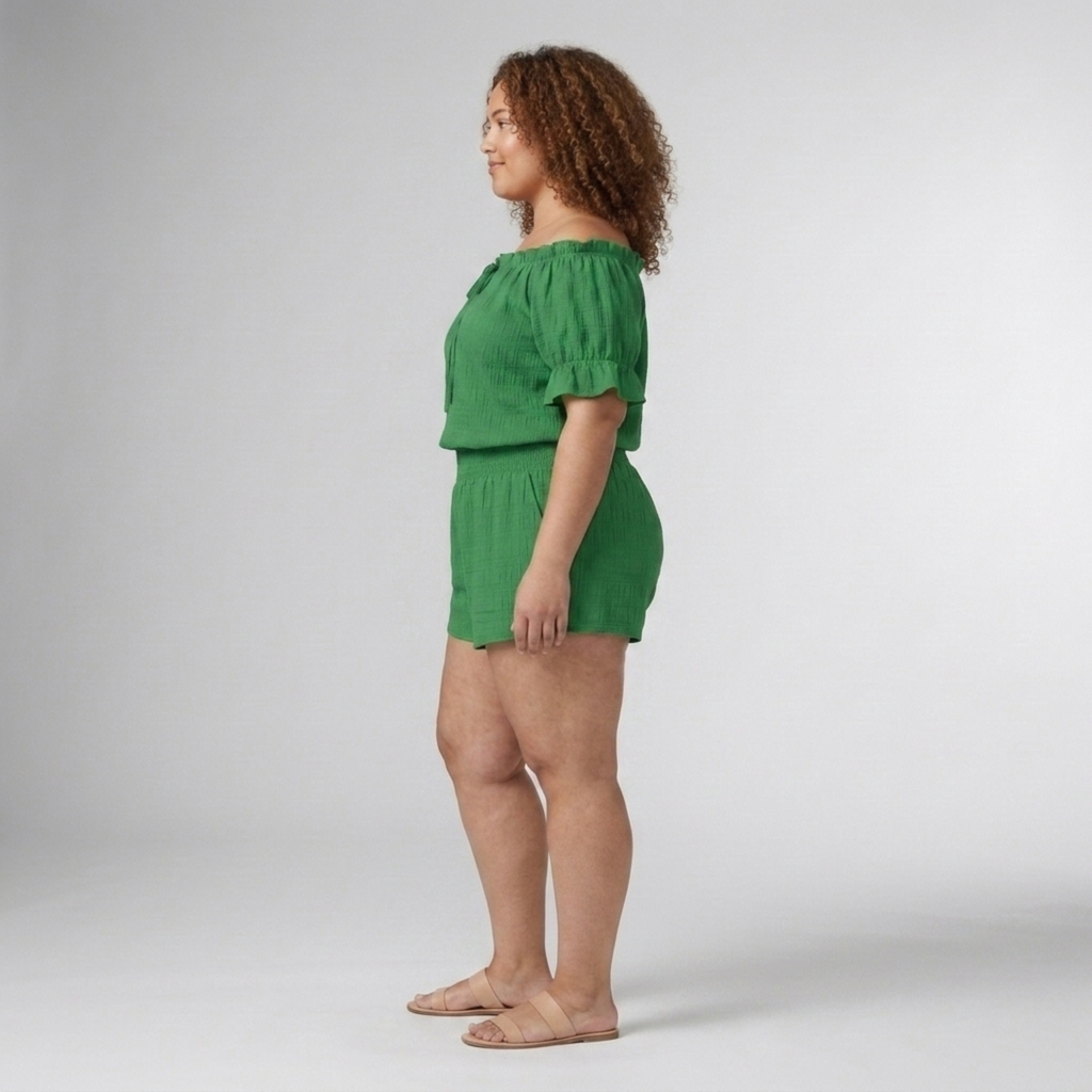 Ensemble deux pièces grande taille décontracté avec haut épaules dénudées