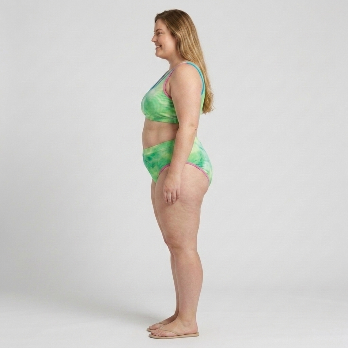 Bikini deux pièces grande taille pour femme à taille haute effet tie-dye